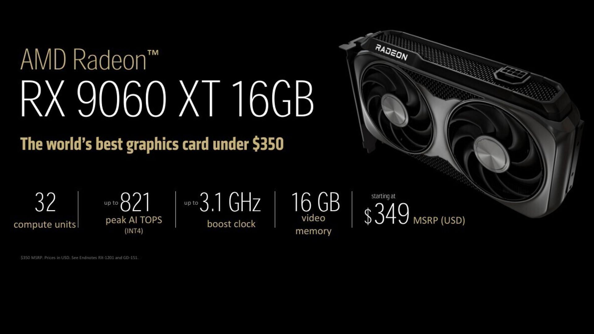 The AMD RX 9060 XT packs impressive specs for its price (Image via AMD)